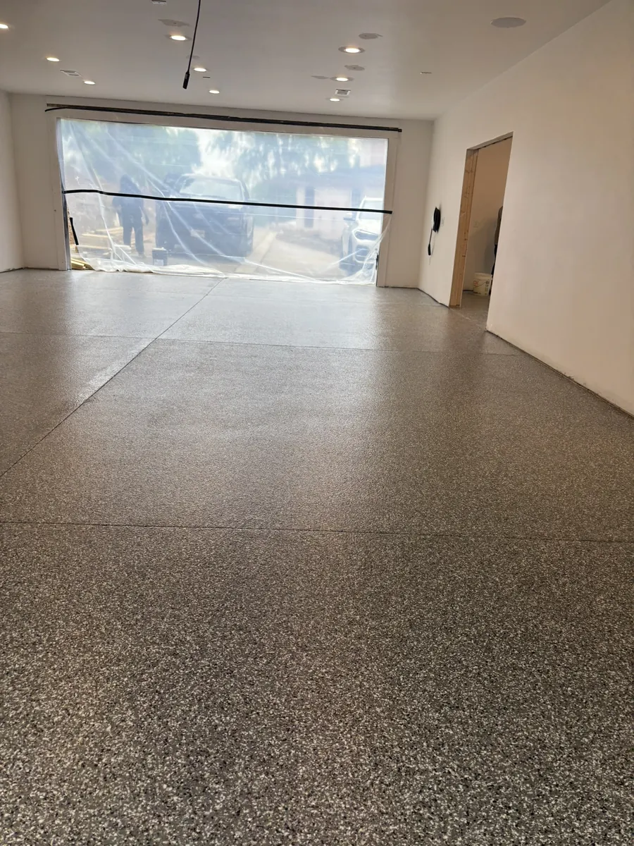 Garage with Glass Door — Penntek polyurea flake system by Three Stone in Middle Tennessee