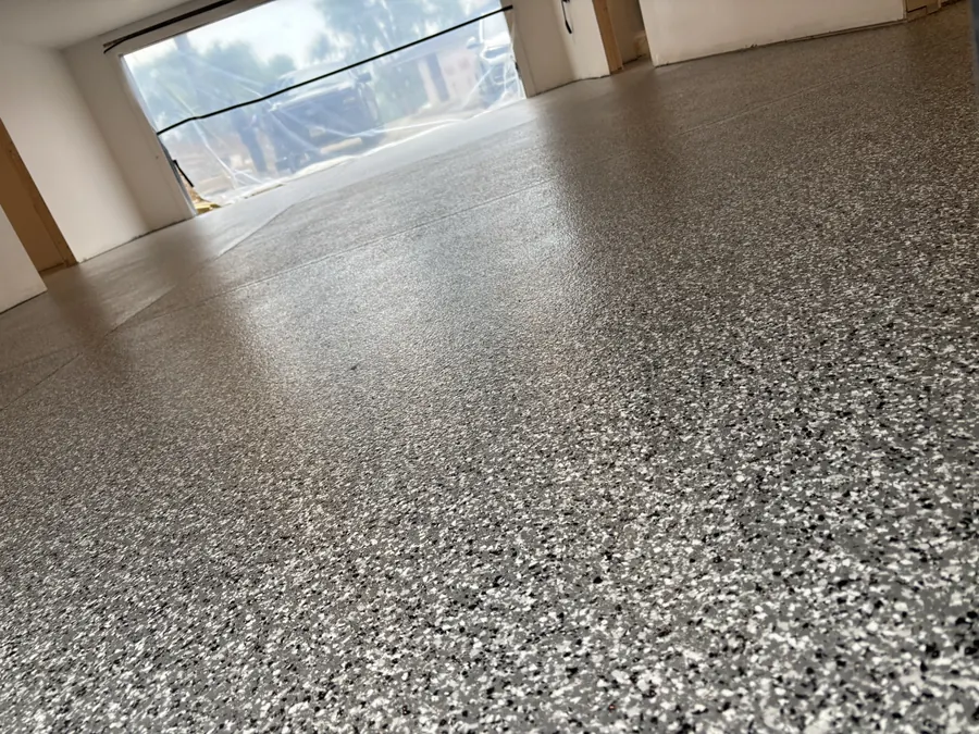 Garage with Glass Door — Penntek polyurea flake system by Three Stone in Middle Tennessee