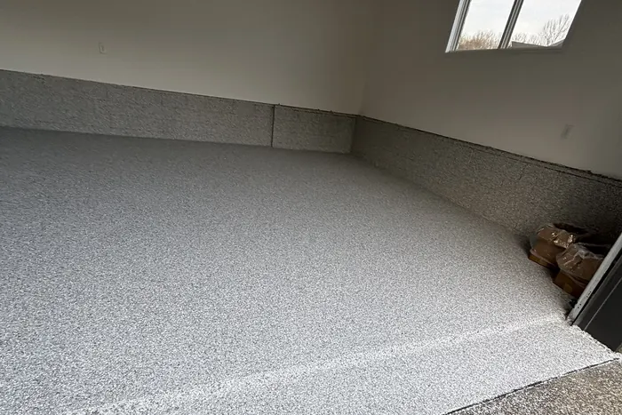 White Flake Garage — Penntek polyurea flake system installed by Three Stone in Middle Tennessee