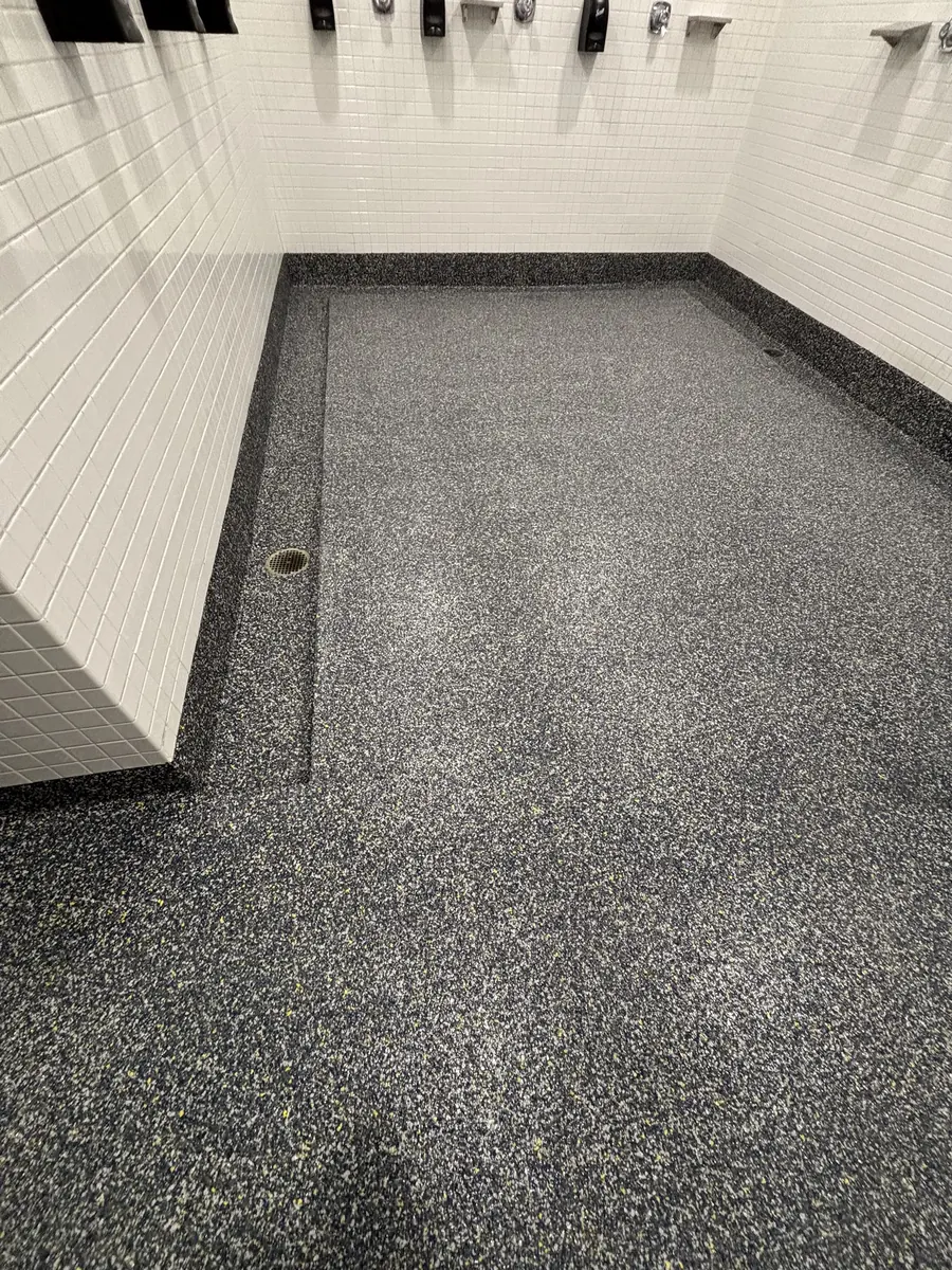 Athletic Locker Room — Penntek industrial flake system by Three Stone in Middle Tennessee