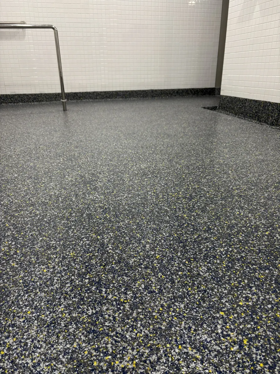Athletic Locker Room — Penntek industrial flake system by Three Stone in Middle Tennessee