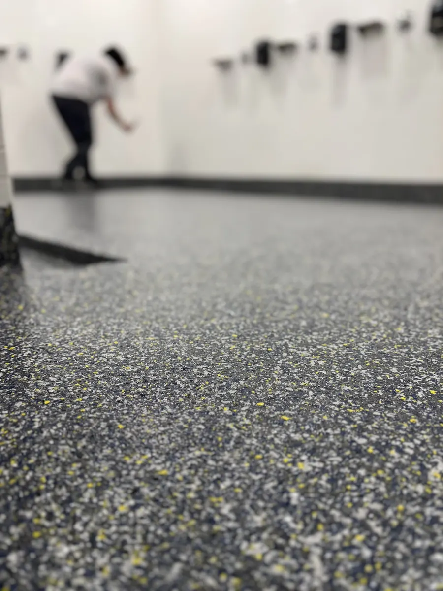 Athletic Locker Room — Penntek industrial flake system by Three Stone in Middle Tennessee