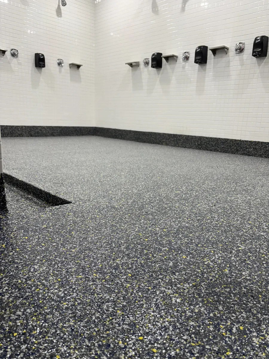 Athletic Locker Room — Penntek industrial flake system by Three Stone in Middle Tennessee