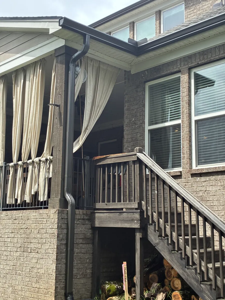 Tan Brick Home, Spectra K-Style — Spectra Metals 6" K-style gutters and downspouts by Three Stone in Middle Tennessee